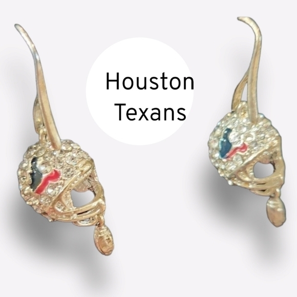 𝅺houston Texans Football Helmet Crystal Embellished Earrings. - Picture 1 of 3